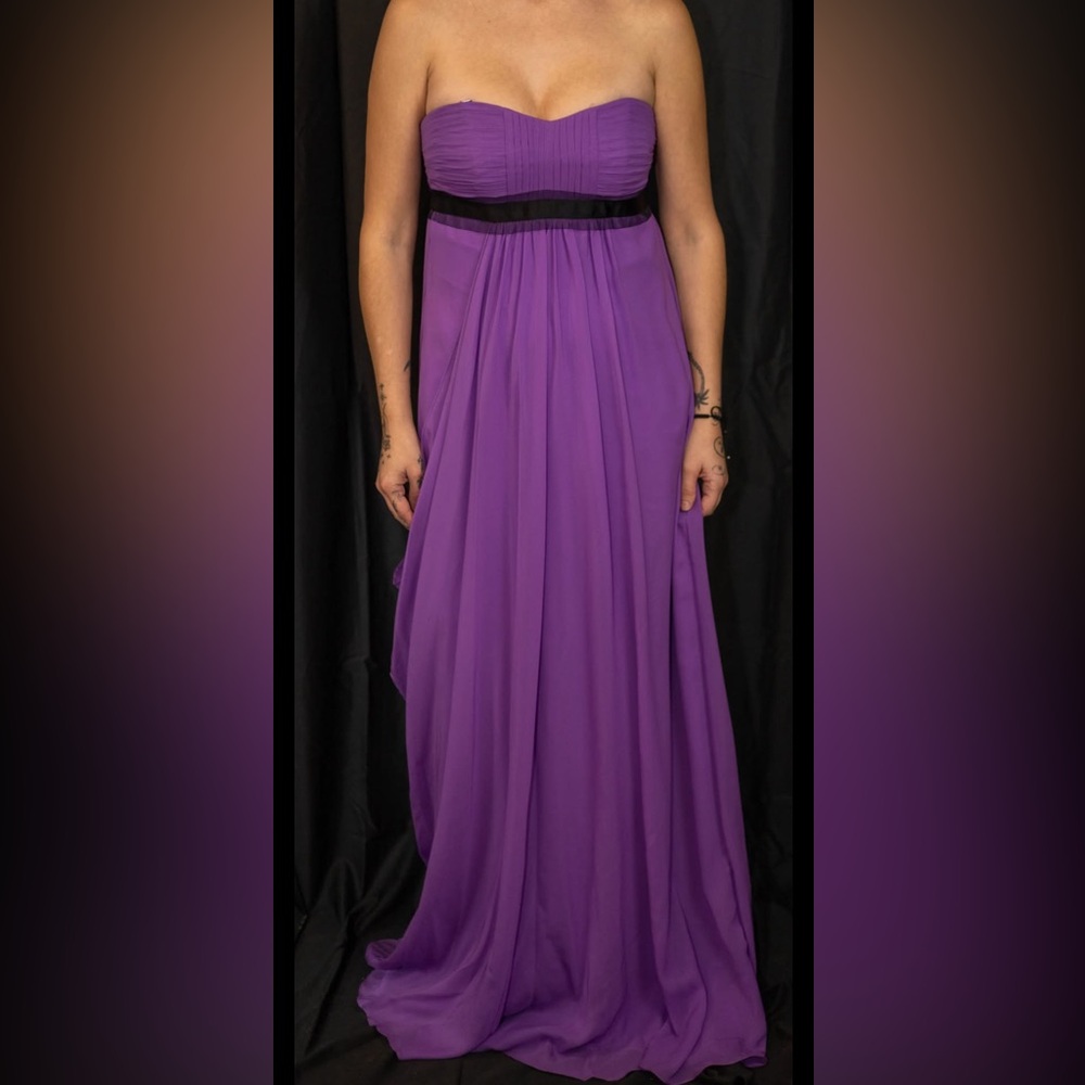 Purple strapless dress